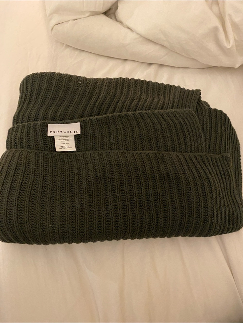 Parachute Evergreen Ribbed Knit Throw